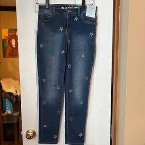 Cat & Jack Girl’s Adjustable waist Star Patterned Jeans - Blue